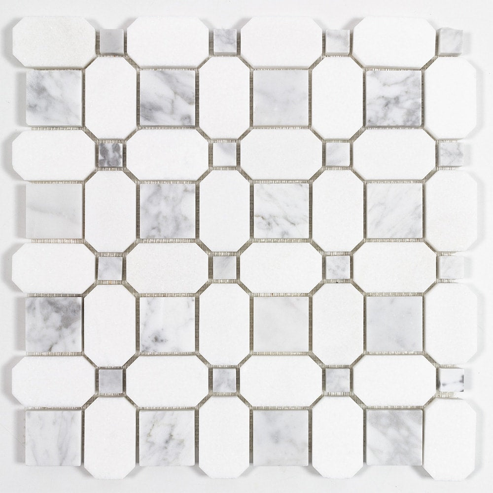 Elida Ceramica Astor Lane Marble 12-in x 12-in Polished Basketweave Mosaic Floor and Wall Tile, 0.88-sq ft per Piece