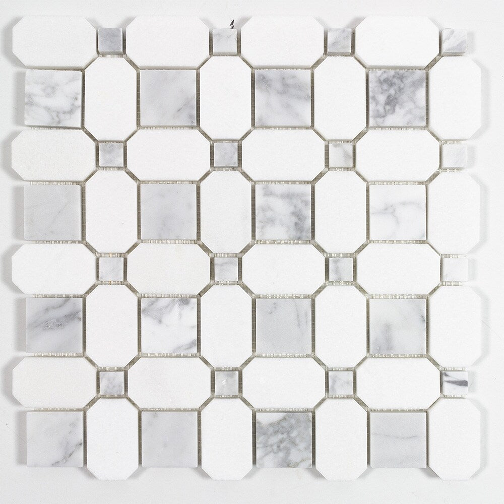 Elida Ceramica Astor Lane Marble 12-in x 12-in Polished Basketweave Mosaic Floor and Wall Tile, 0.88-sq ft per Piece