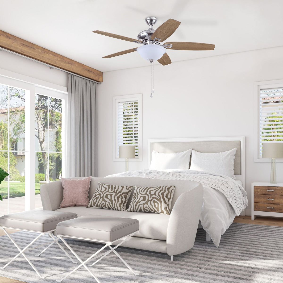 Harbor Breeze Coastal Creek 52-in Brushed Nickel LED Indoor Ceiling Fan with Light Kit (5-Blade)