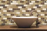 Elida Ceramica Carmel 12-in x 12-in Glossy Glass/Stone Travertine Brick Mosaic Wall Tile