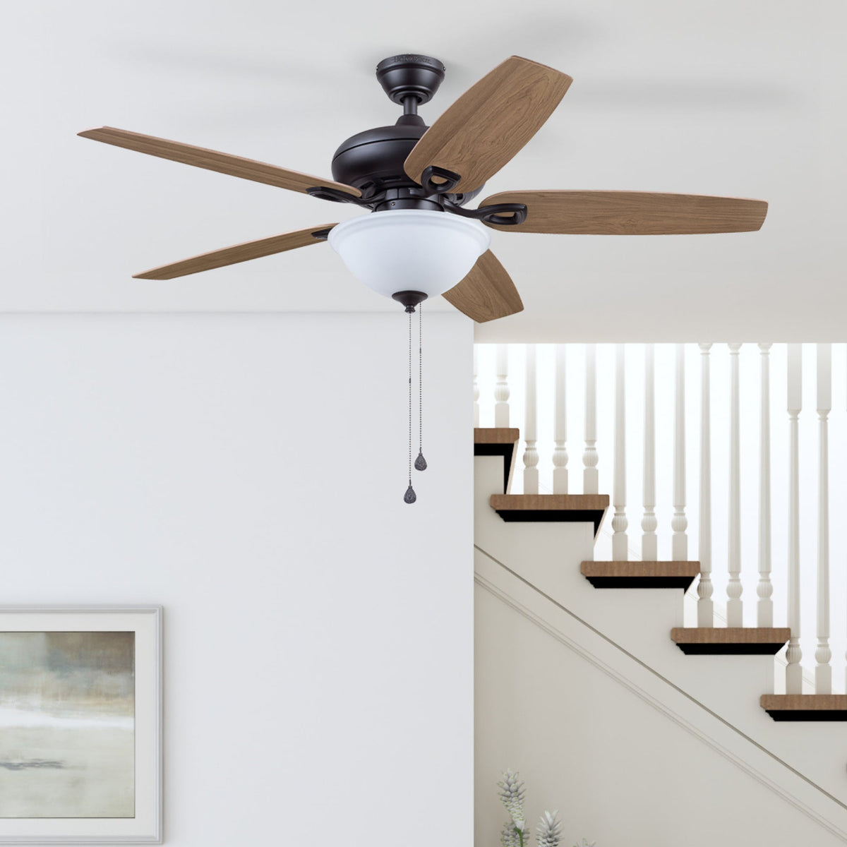 Harbor Breeze Coastal Creek 52-in Bronze LED Indoor Ceiling Fan with Light Kit, Reversible Toffee/Cocoa Blades (5-Blade)