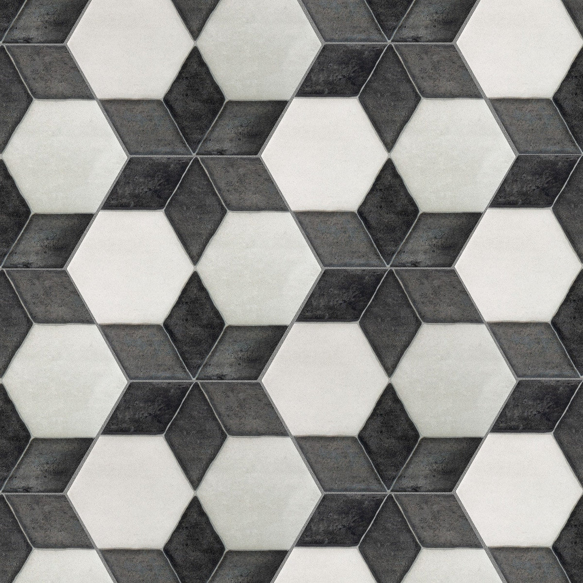 Boutique Ceramic Starfire Black and White 6-in x 6-in Multi-finish Porcelain Patterned Multi-shaped Floor and Wall Tile product image