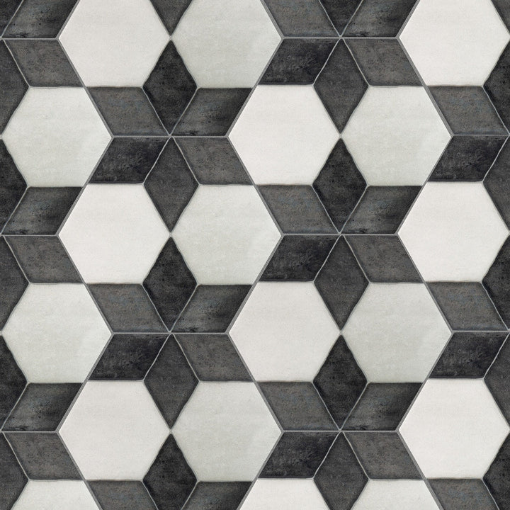 Boutique Ceramic Starfire Black and White 6-in x 6-in Multi-finish Porcelain Patterned Multi-shaped Floor and Wall Tile product image