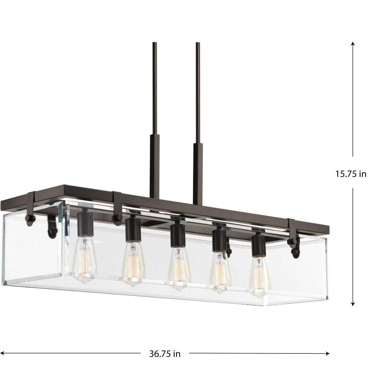 Progress Lighting Glayse 5-Light Antique Bronze Modern/Contemporary Clear Glass Linear Large Hanging Kitchen Island Light