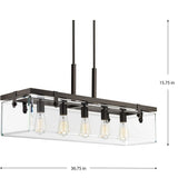 Progress Lighting Glayse 5-Light Antique Bronze Modern/Contemporary Clear Glass Linear Large Hanging Kitchen Island Light