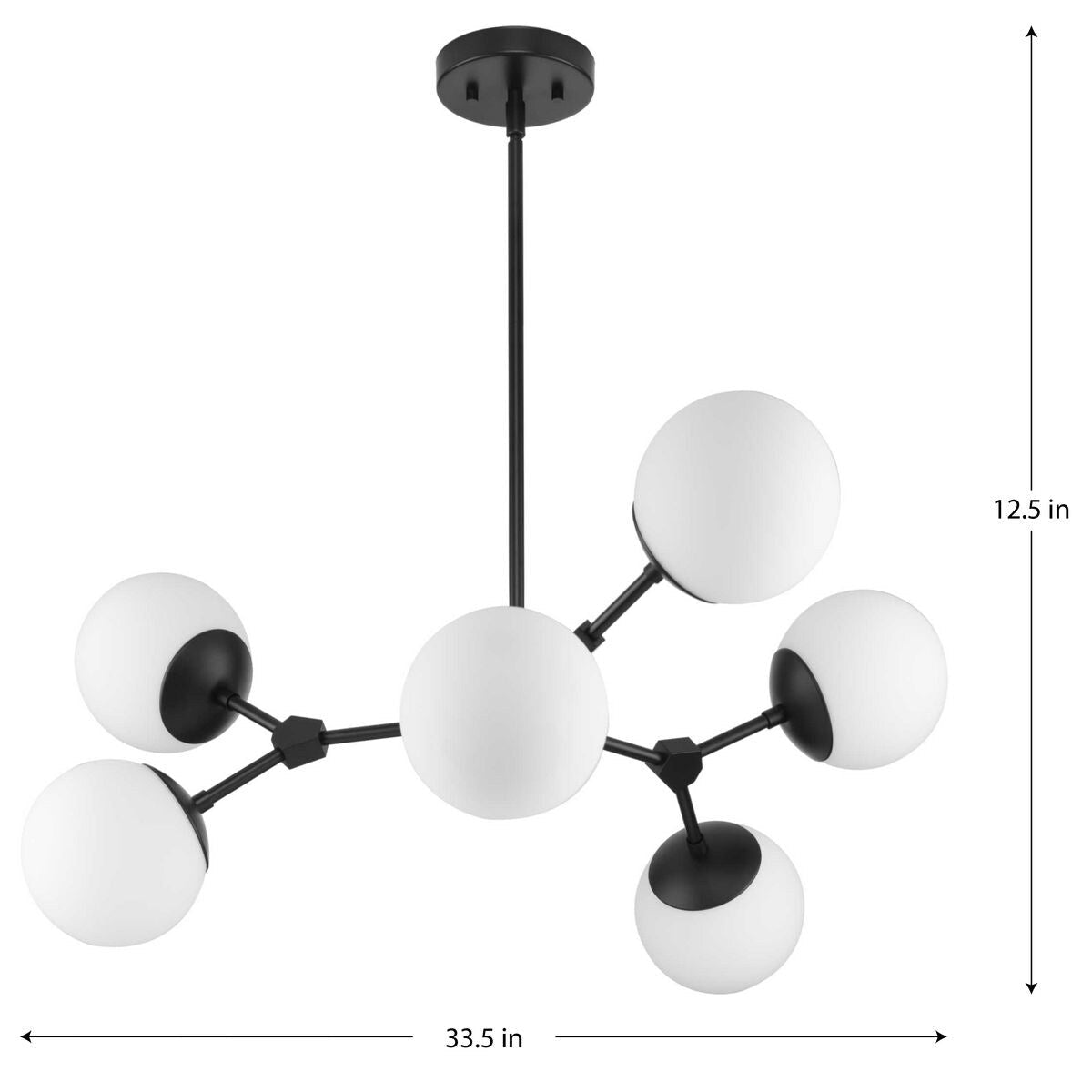 Progress Lighting Haas 6-Light Matte Black Mid-century Chandelier