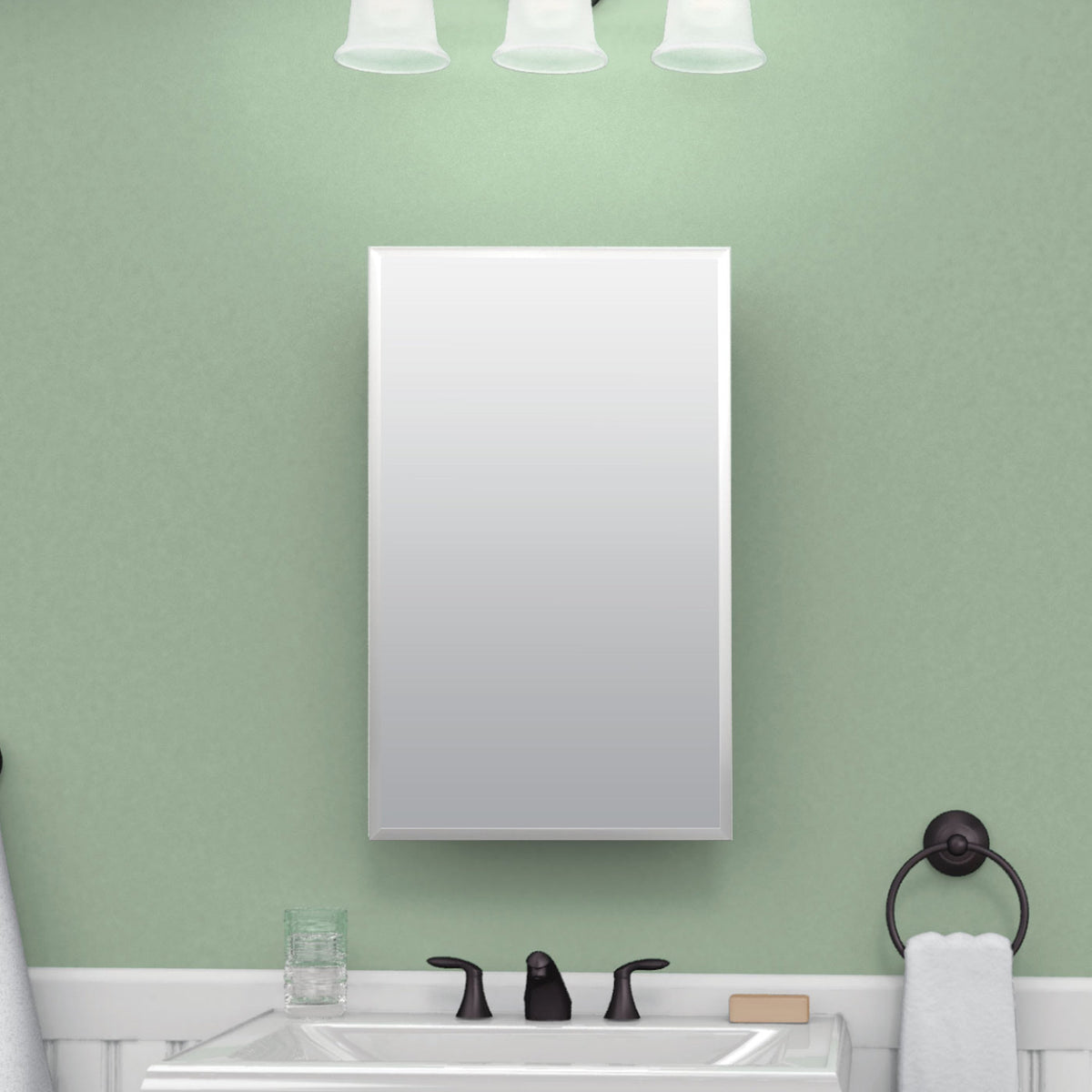 Project Source 16-in x 26-in Rectangle Surface/Recessed Frameless Mirrored Medicine Cabinet