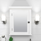 Zenna Home 22.38-in x 27.19-in Surface Mount White Mirrored Medicine Cabinet