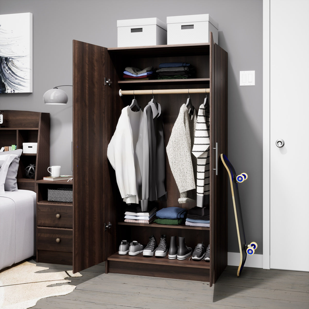 Prepac Elite 32-in W x 65-in H Wood Composite Espresso Freestanding Utility Storage Cabinet