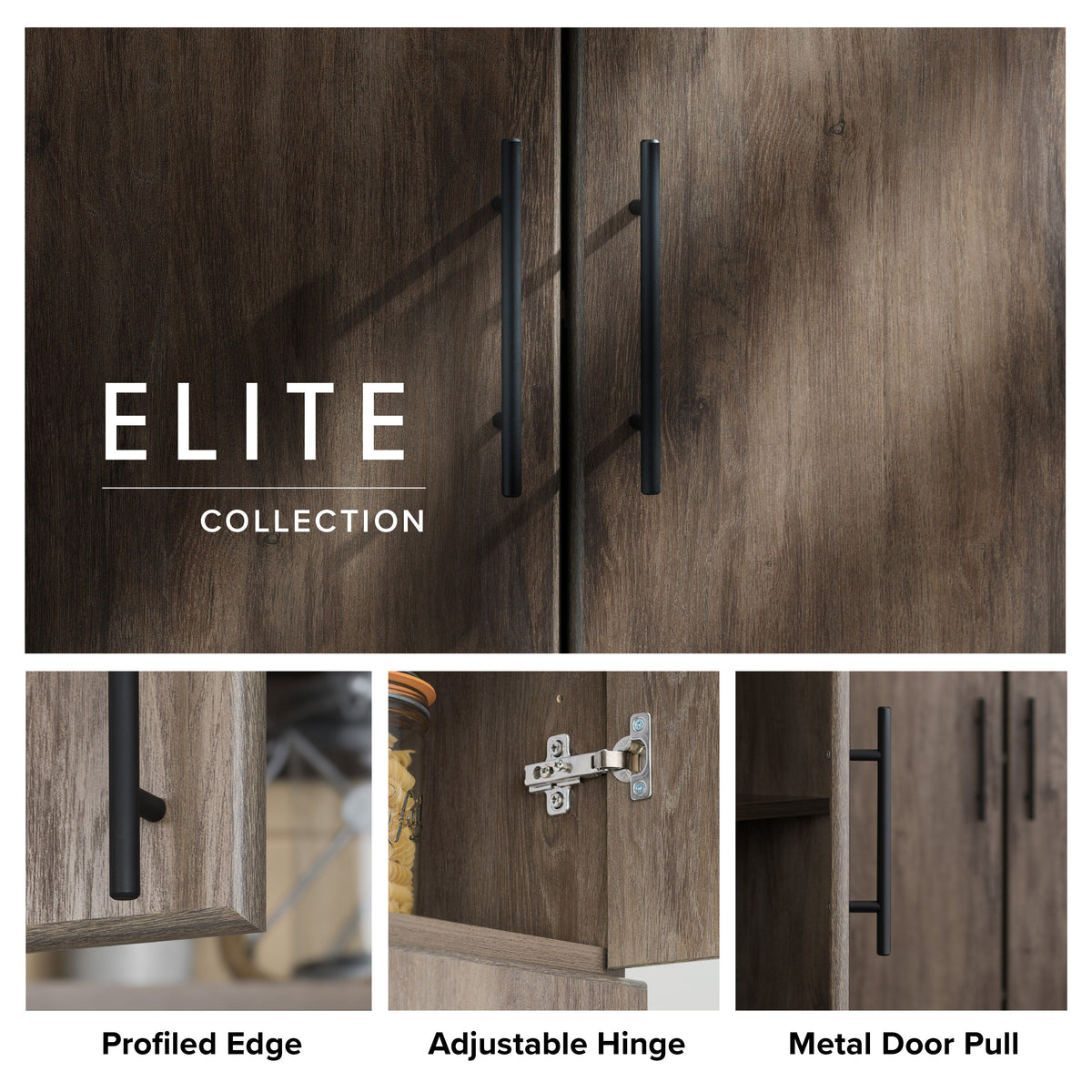 Prepac Elite 32-in W x 65-in H Wood Composite Drifted Gray Freestanding Utility Storage Cabinet