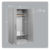 Prepac Elite 32-in W x 65-in H Wood Composite Light Gray Freestanding Utility Storage Cabinet