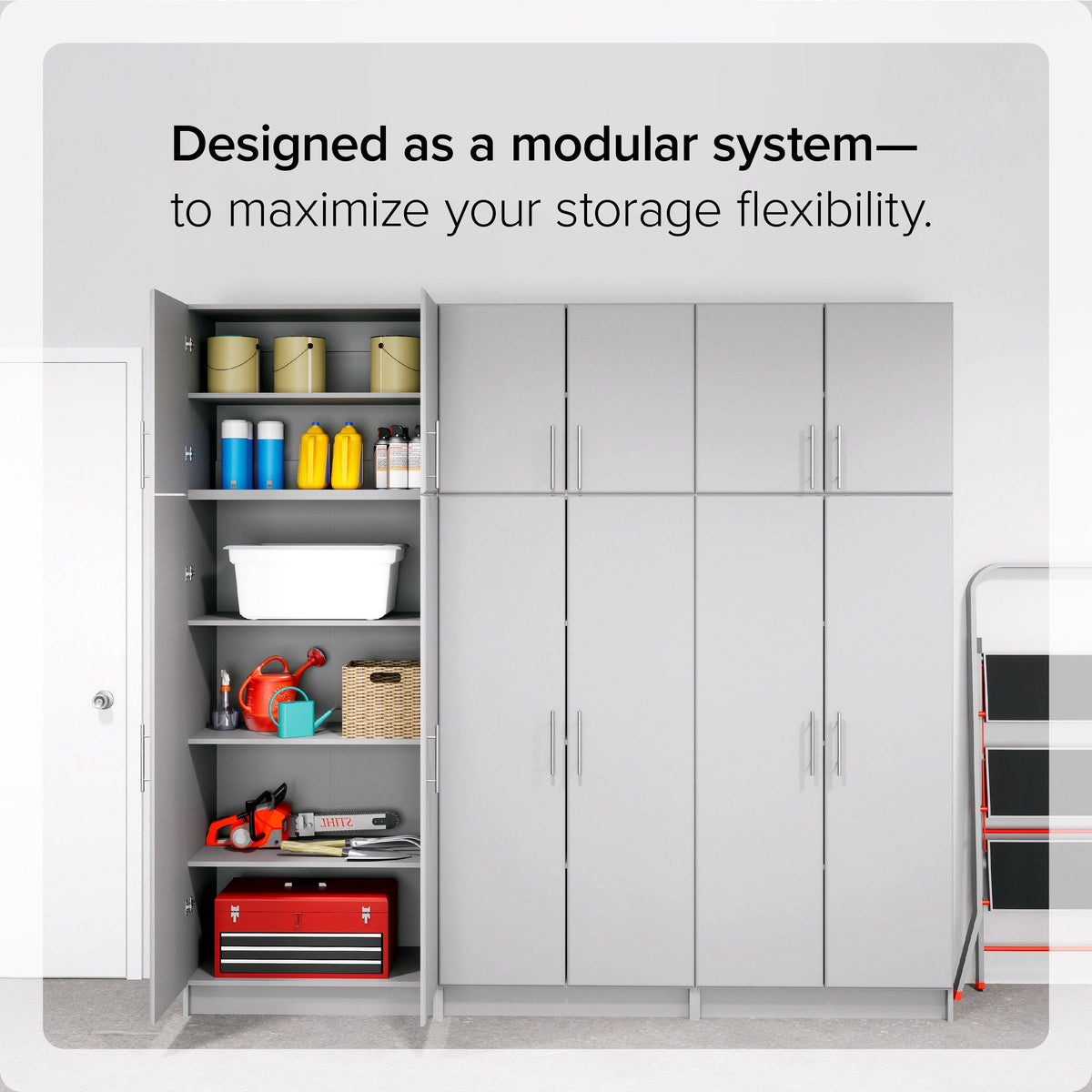 Prepac Elite 32-in W x 65-in H Wood Composite Light Gray Freestanding Utility Storage Cabinet