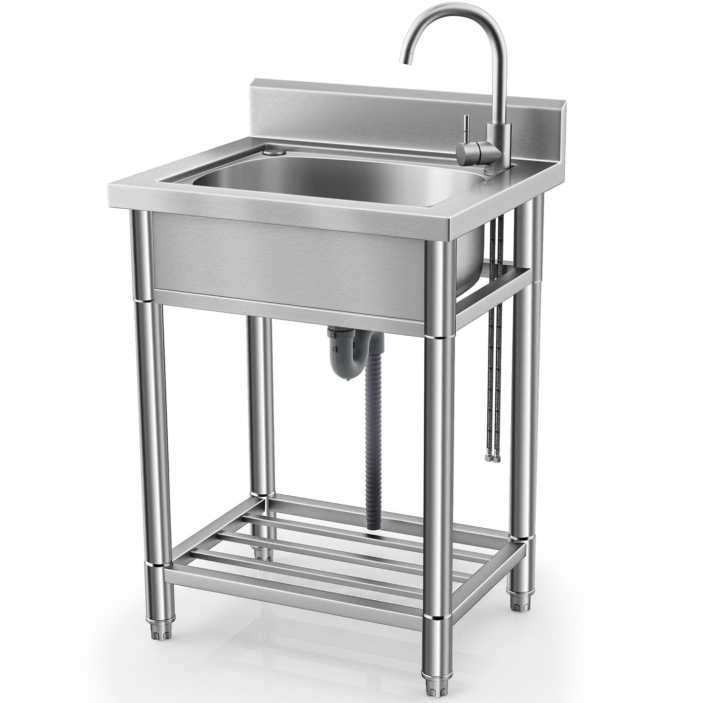 Wildaven Stainless Steel Freestanding Utility Tub - 54.99x61.01 in
