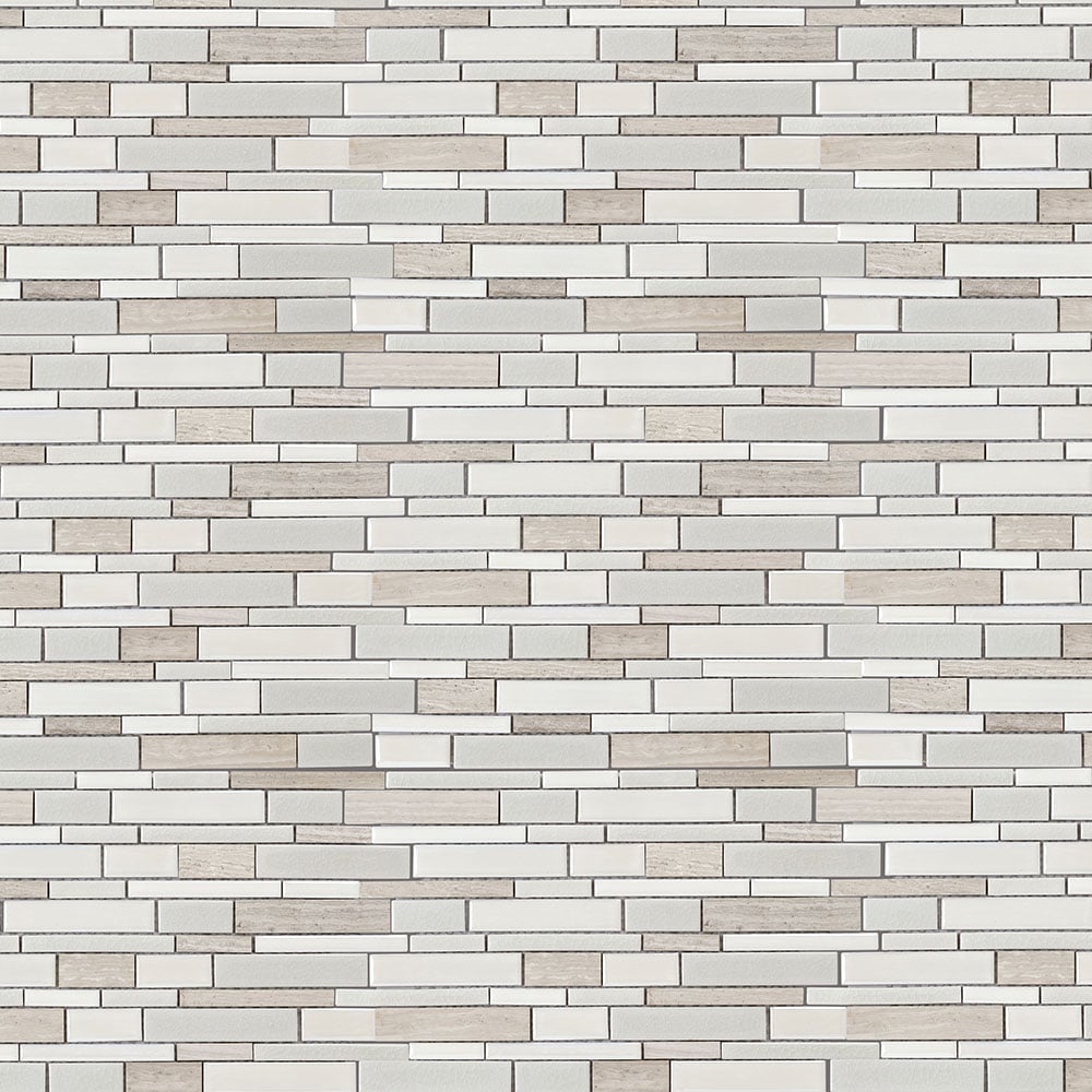 Elida Ceramica Crackled Linear Silk 12-in x 12-in Glazed Porcelain/Marble Linear Mosaic Wall Tile (1.05-sq ft)