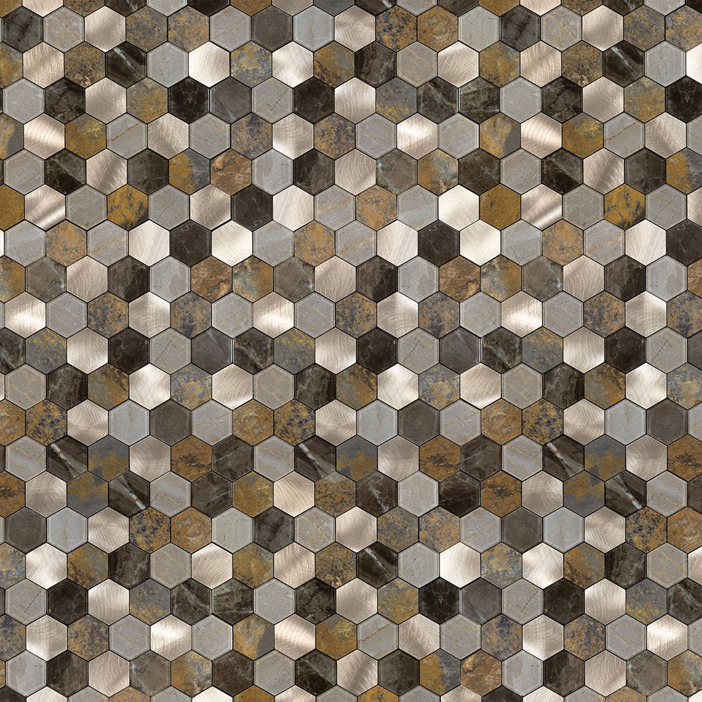 Peel&Stick Tile Bronzetone Hex Bronze 12-in x 12-in Metallic PVC Hexagon Peel and stick Mosaic Wall Tile product image