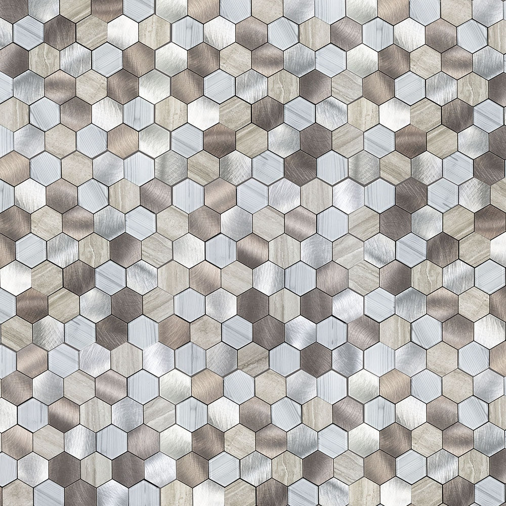 Peel&Stick Tile Timber Hex 12-in x 12-in Matte PVC Patterned Hexagon Peel and stick Mosaic Wall Tile product image