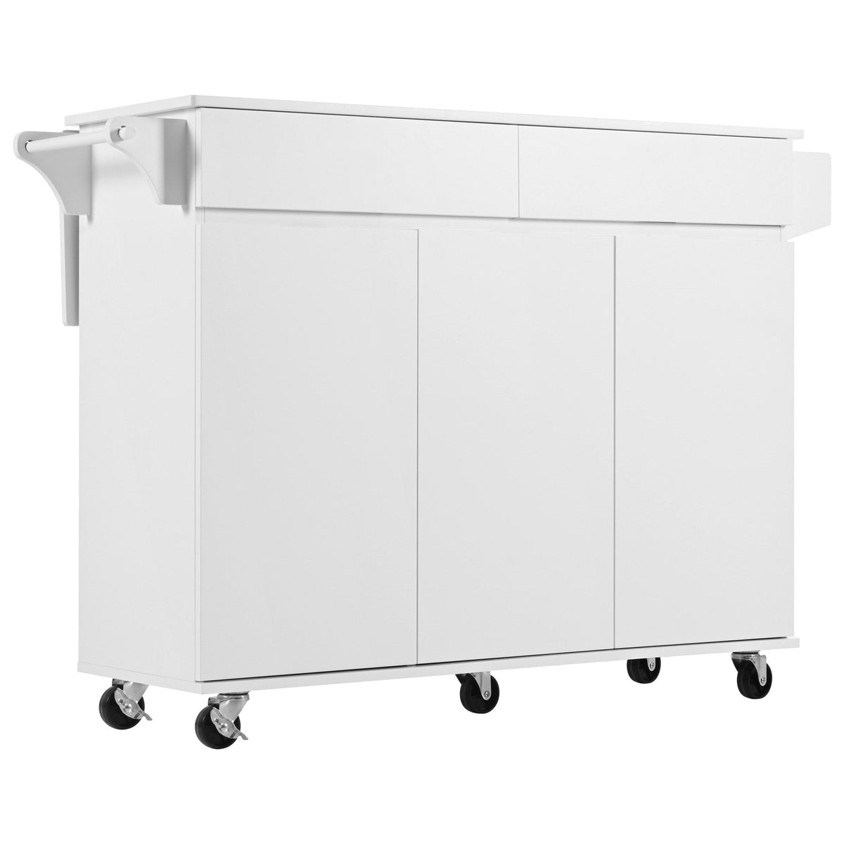 BABOOM White Mdf Base with Mdf Top Rolling Kitchen Island (27.56-in x 53.2-in x 36.33-in)