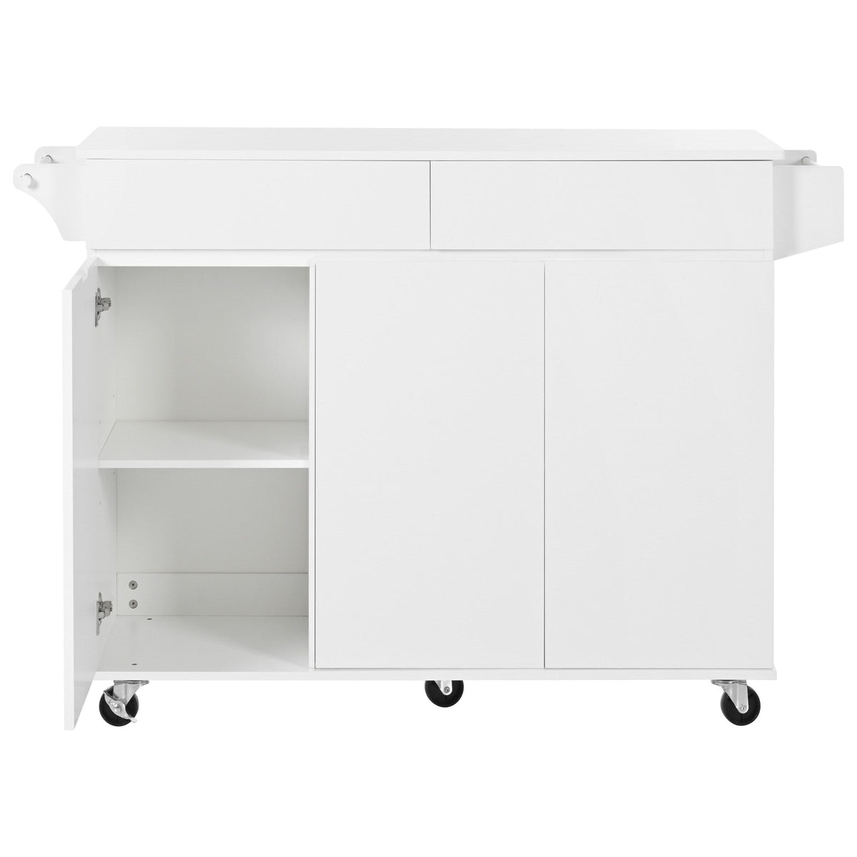 BABOOM White Mdf Base with Mdf Top Rolling Kitchen Island (27.56-in x 53.2-in x 36.33-in)