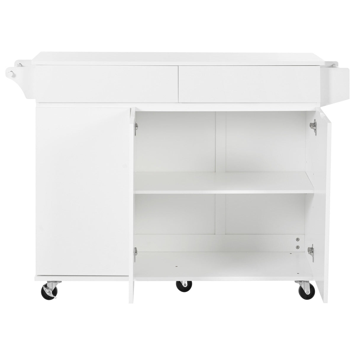 BABOOM White Mdf Base with Mdf Top Rolling Kitchen Island (27.56-in x 53.2-in x 36.33-in)
