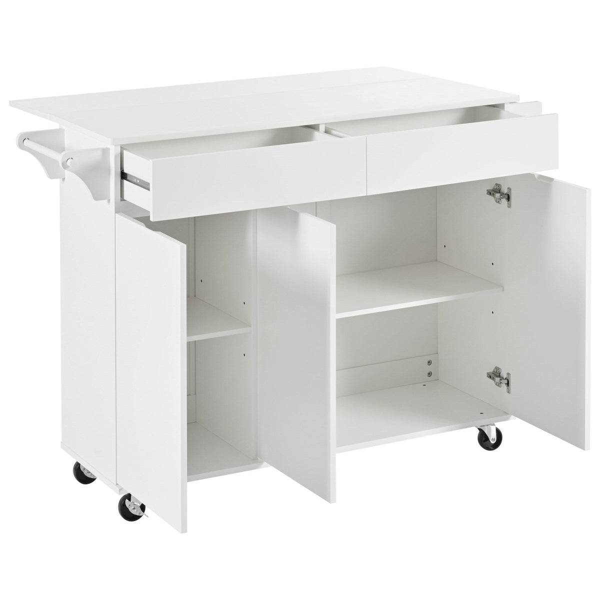 BABOOM White Mdf Base with Mdf Top Rolling Kitchen Island (27.56-in x 53.2-in x 36.33-in)