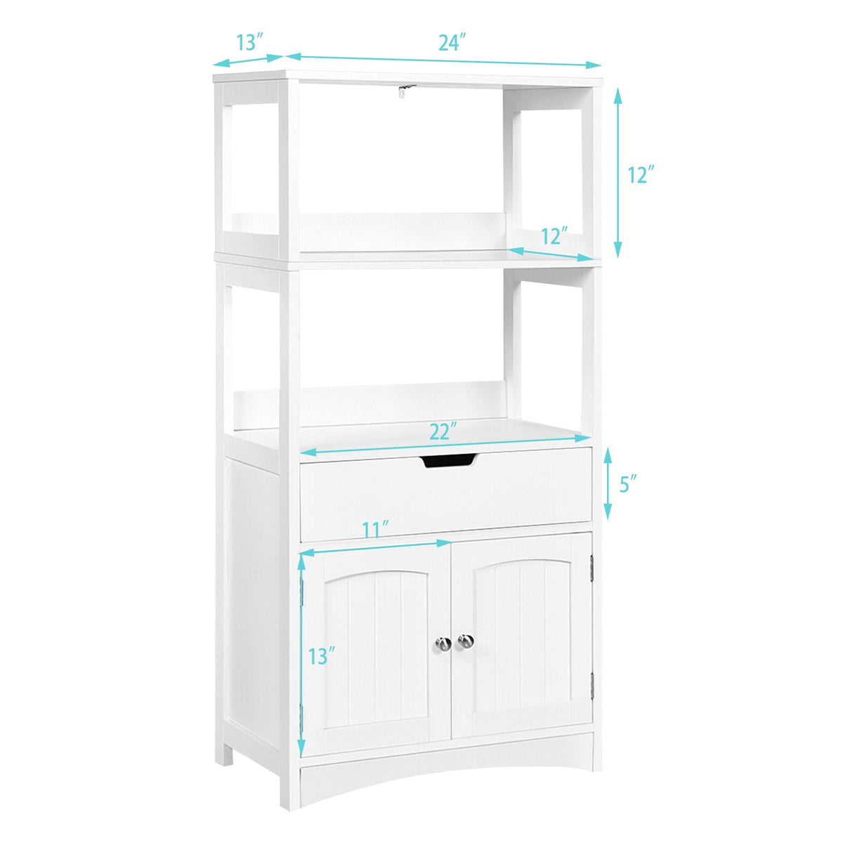 WELLFOR 24-in x 48-in x 13-in White Freestanding Linen Cabinet