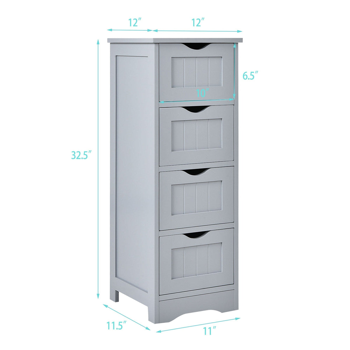 WELLFOR 12-in x 32.5-in x 12-in Gray Freestanding Corner Linen Cabinet