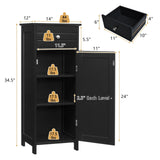 WELLFOR 14-in x 34.5-in x 12-in Black Freestanding Corner Linen Cabinet