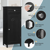 WELLFOR 14-in x 34.5-in x 12-in Black Freestanding Corner Linen Cabinet