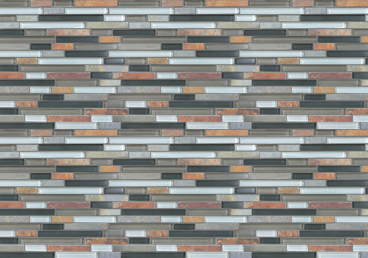 Satori Graphite 12-in x 12-in Multi-finish Glass Stone Look Mosaic Wall Tile (0.99-sq. ft/ Piece)