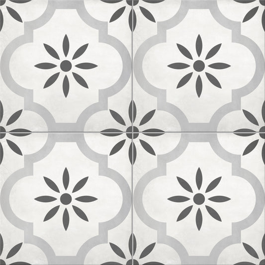 Satori Nouveau Arabesque Flora 8-in x 8-in Matte Porcelain Floor and Wall Tile (0.43-sq. ft/ Piece)