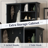 SINOFURN Antique Blue Hall Tree with Bench, Cabinet, Shelves, and Hooks - 73.2-in H x 52.7-in L x 15.7-in D