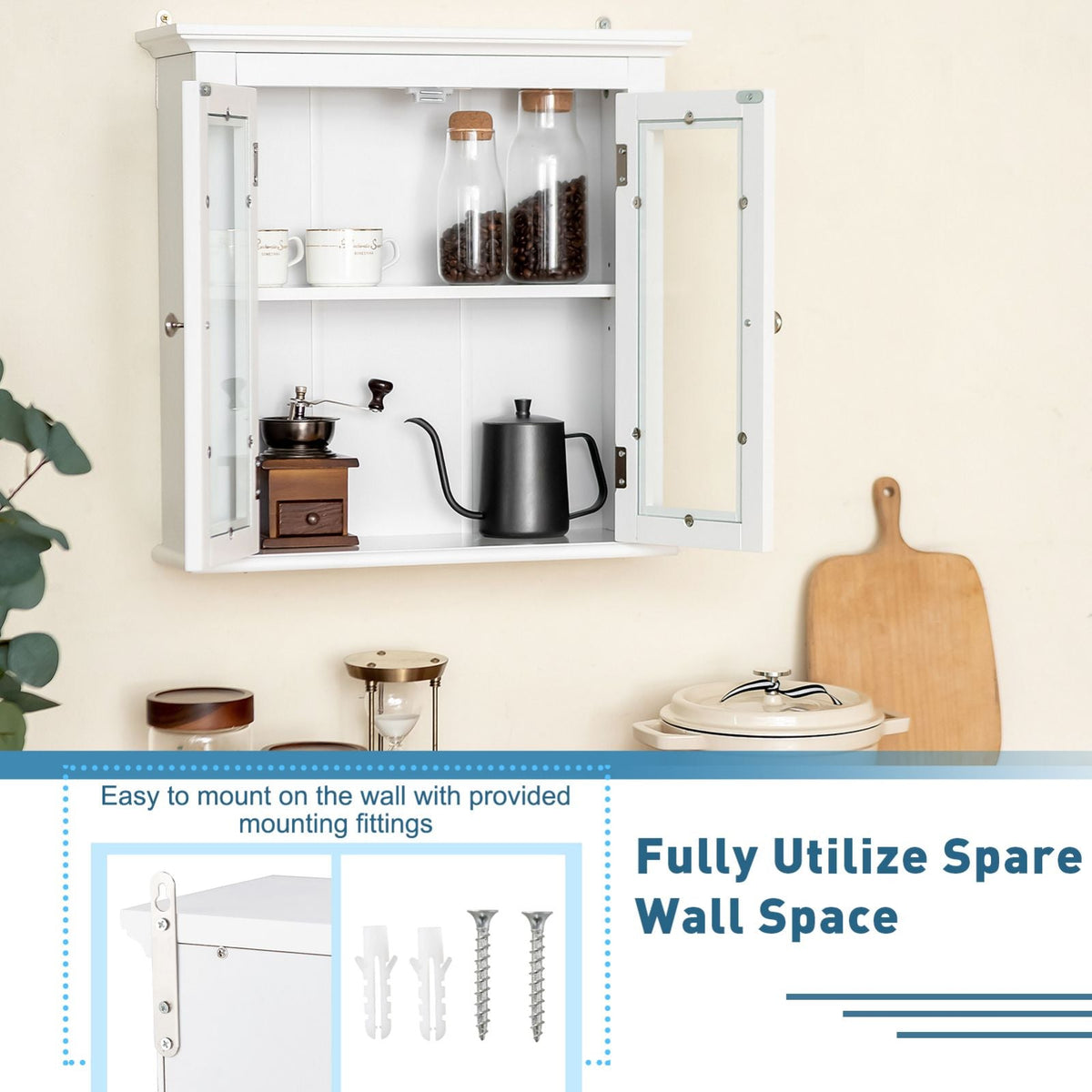 WELLFOR 20-in x 6.5-in White Bathroom Wall Cabinet