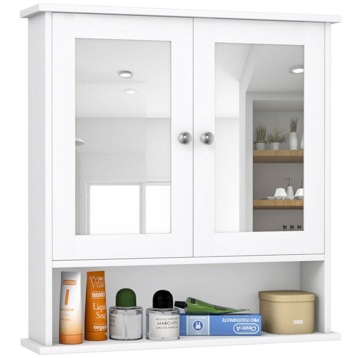WELLFOR 22-in x 23-in x 5-in White Bathroom Wall Cabinet