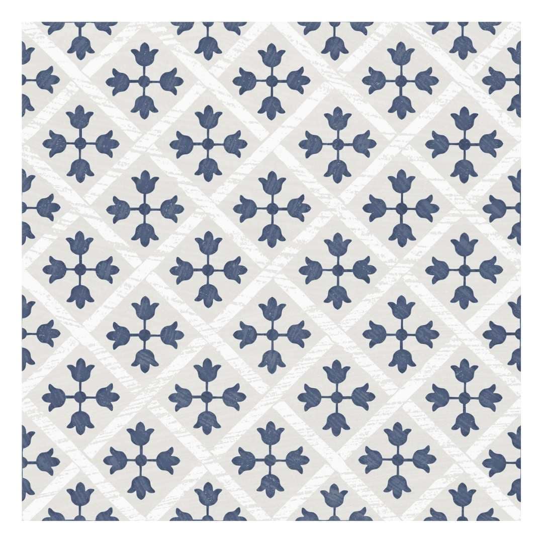 The Tile Life Etiquette Blue 8-in x 8-in Satin Porcelain Encaustic Floor and Wall Tile product image