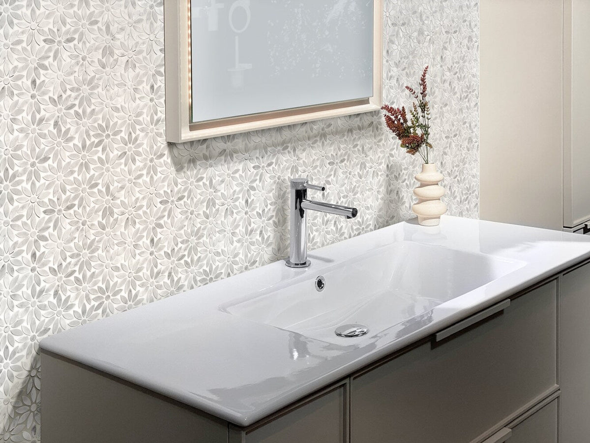 Apollo Tile Athens White 11-in x 12-in Polished Natural Stone Marble Mixed Pattern Marble Look Floor and Wall Tile (4.46-sq. ft/ Carton)