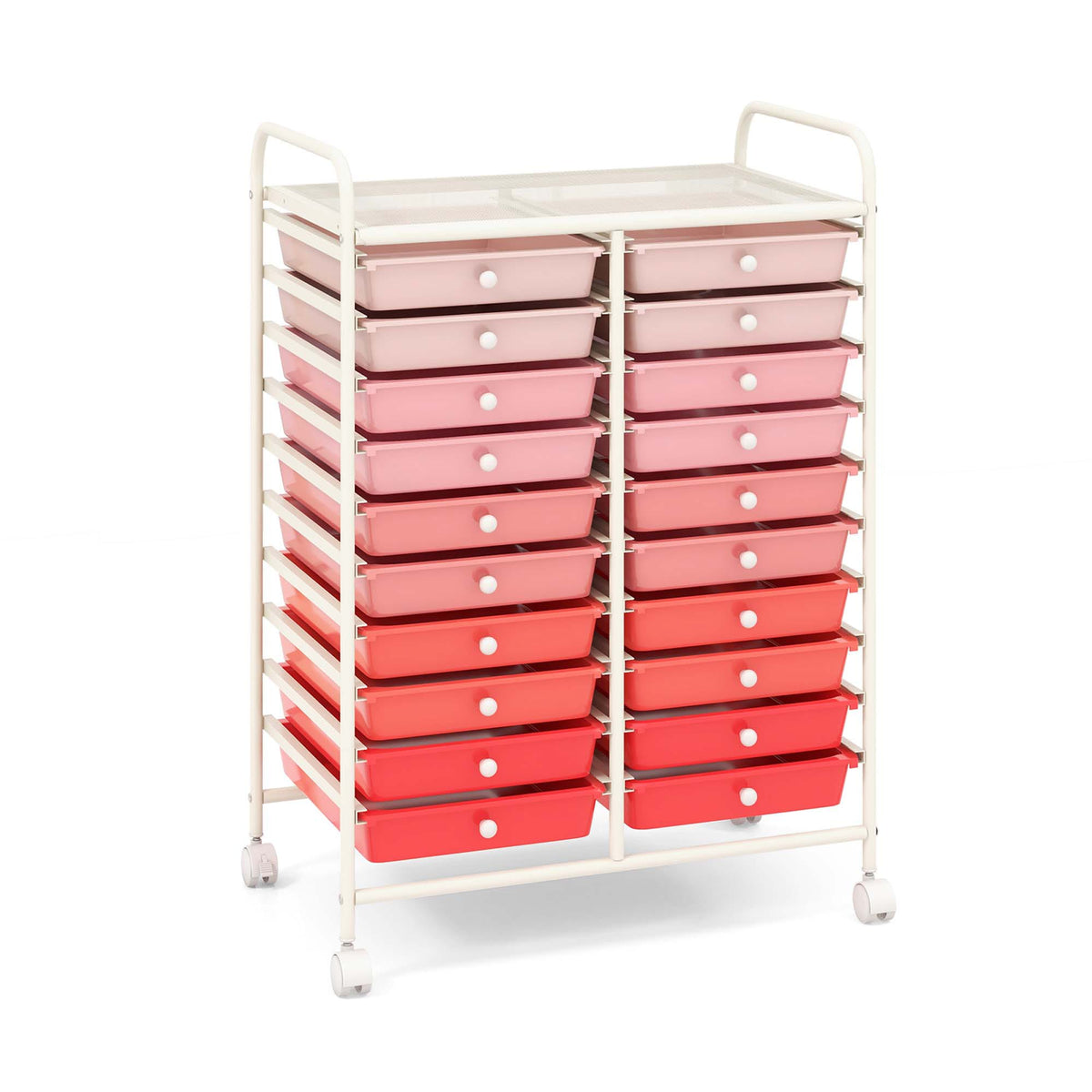 Costway White Metal Base with Plastic Metal Top Rolling Kitchen Cart (15-in x 25-in x 35-in)