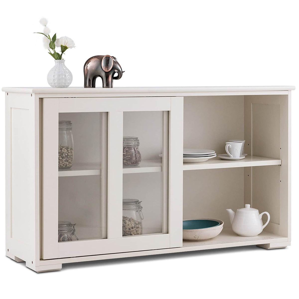 Costway 13-in W x 24.5-in H Mdf Cream White Freestanding Utility Storage Cabinet