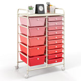 Costway Metal Base with Plastic Metal Top Rolling Kitchen Cart (14.5-in x 25-in x 34.5-in)