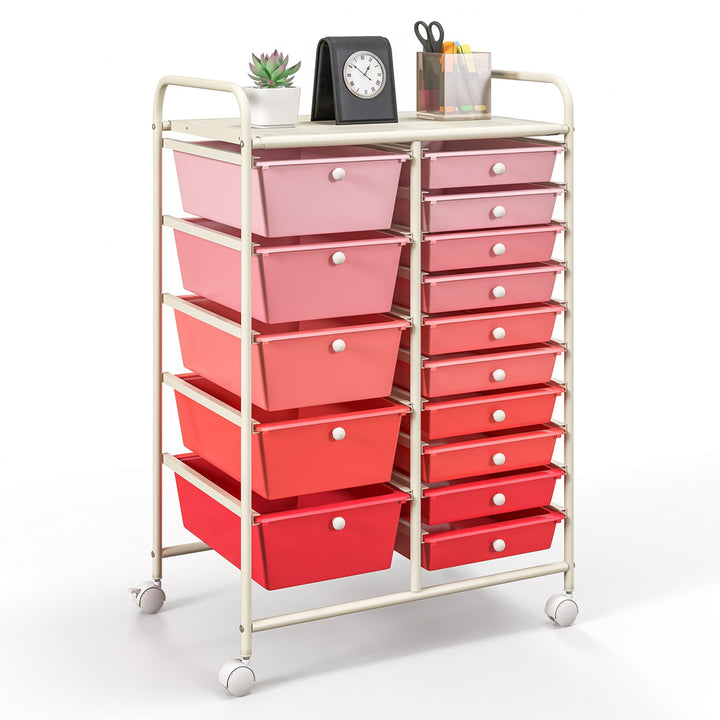 Costway Metal Base with Plastic Metal Top Rolling Kitchen Cart (14.5-in x 25-in x 34.5-in)