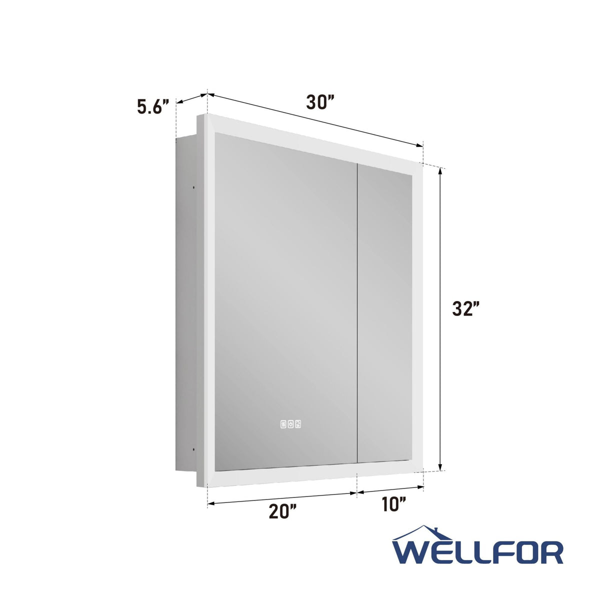 WELLFOR 30-in x 32-in x 5.6-in Silver Soft Close Bathroom Wall Cabinet