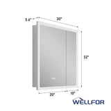 WELLFOR 30-in x 32-in x 5.6-in Silver Soft Close Bathroom Wall Cabinet