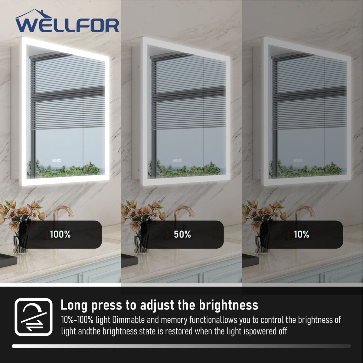 WELLFOR 30-in x 32-in x 5.6-in Silver Soft Close Bathroom Wall Cabinet