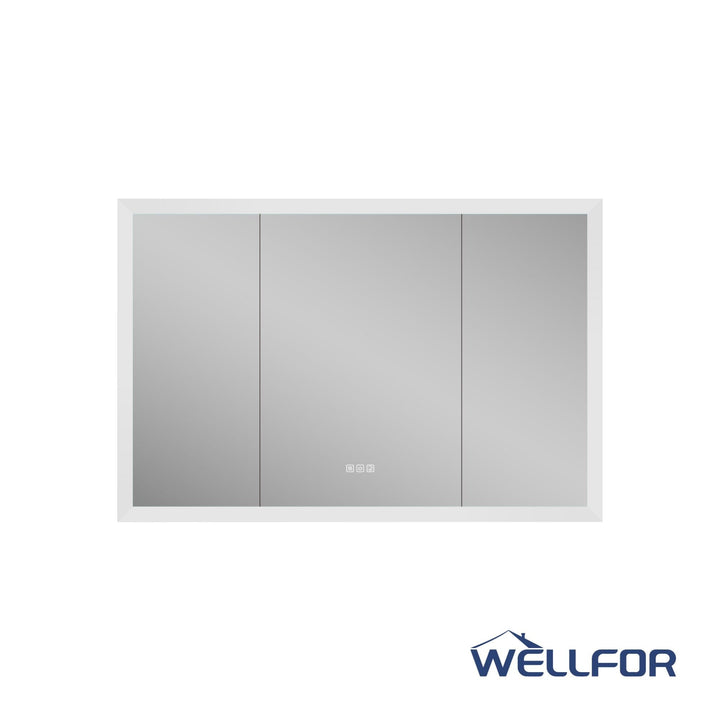 WELLFOR 48-in x 32-in x 5.6-in Silver Soft Close Bathroom Wall Cabinet