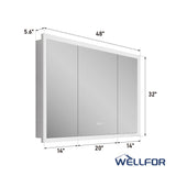 WELLFOR 48-in x 32-in x 5.6-in Silver Soft Close Bathroom Wall Cabinet
