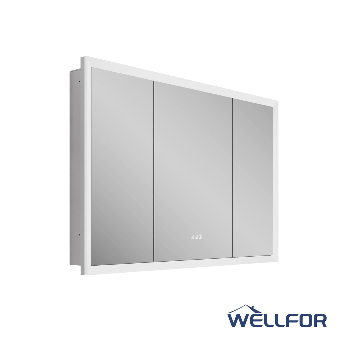 WELLFOR 48-in x 32-in x 5.6-in Silver Soft Close Bathroom Wall Cabinet
