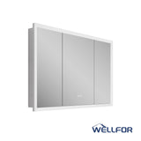 WELLFOR 48-in x 32-in x 5.6-in Silver Soft Close Bathroom Wall Cabinet