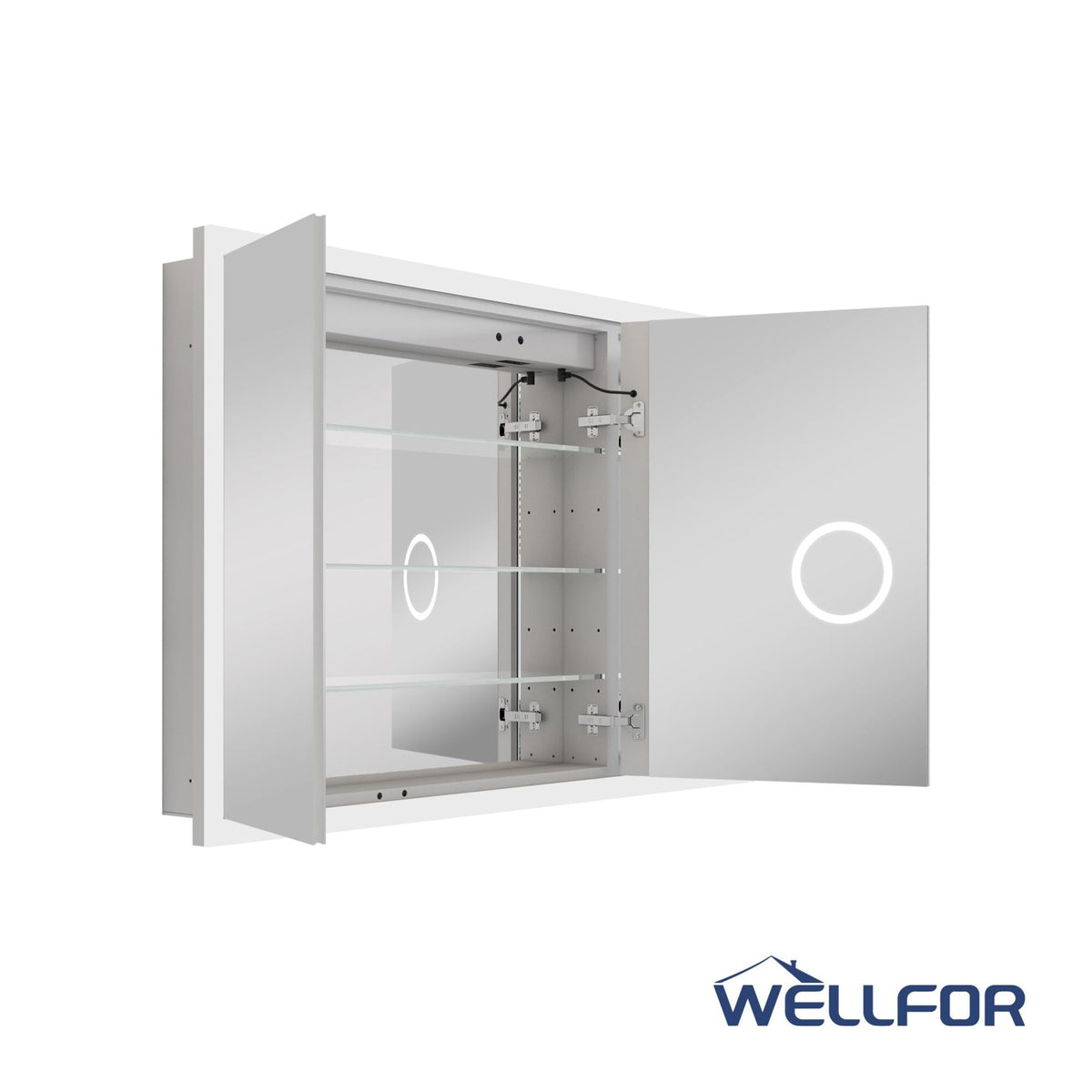 WELLFOR 48-in x 32-in x 5.6-in Silver Soft Close Bathroom Wall Cabinet