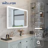 WELLFOR 48-in x 32-in x 5.6-in Silver Soft Close Bathroom Wall Cabinet