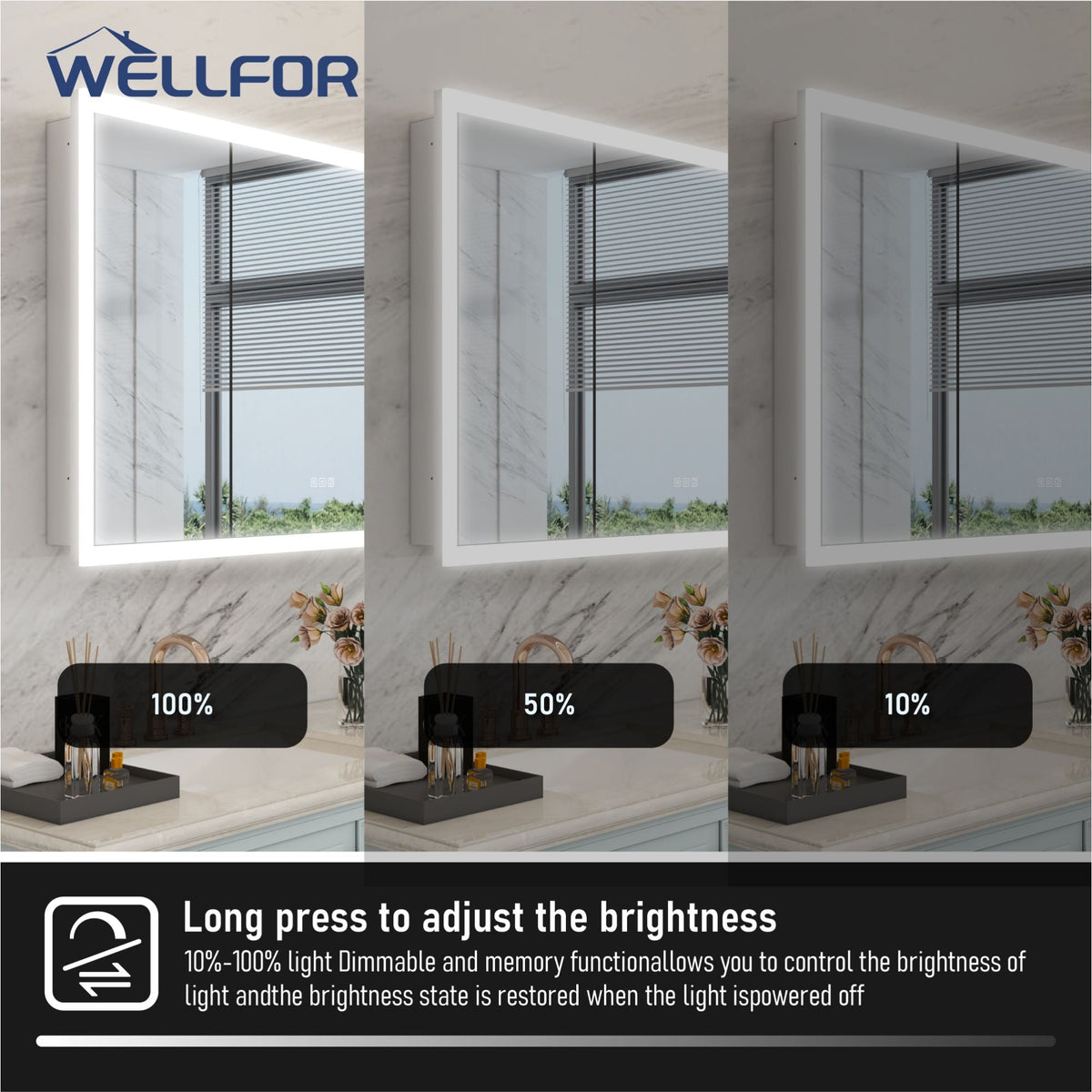 WELLFOR 48-in x 32-in x 5.6-in Silver Soft Close Bathroom Wall Cabinet