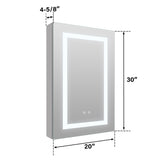 WELLFOR 20-in x 30-in x 4.6-in Silver Soft Close Bathroom Wall Cabinet
